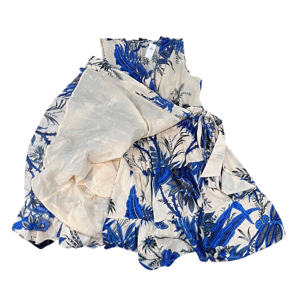 Banana Republic NWT Stampa Mini Dress Blue Floral Wrap V-Neck Medium - Picture 8 of 11